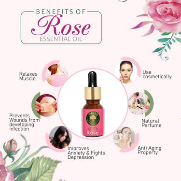 Old Tree Rose Essential Oil for Hair Growth for Women & Men (15ml) - Pure and Natural Oil with Dropper for Skin, Body, Diffuser, Aroma Therapy & Relaxation